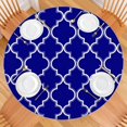 thumbnail image 2 of 44in Round Tablecloth with Elastic Edge, Waterproof Fitted Table Cover for 36-44" Tables, Boho Theme Polyester Reusable Table Cloths Wipe Clean for Picnic, Dining, Outdoor Use and Party Decor, 2 of 7