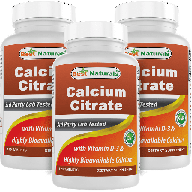 3 Pack Best Naturals Calcium Citrate with Vitamin D3 120 Tablets
