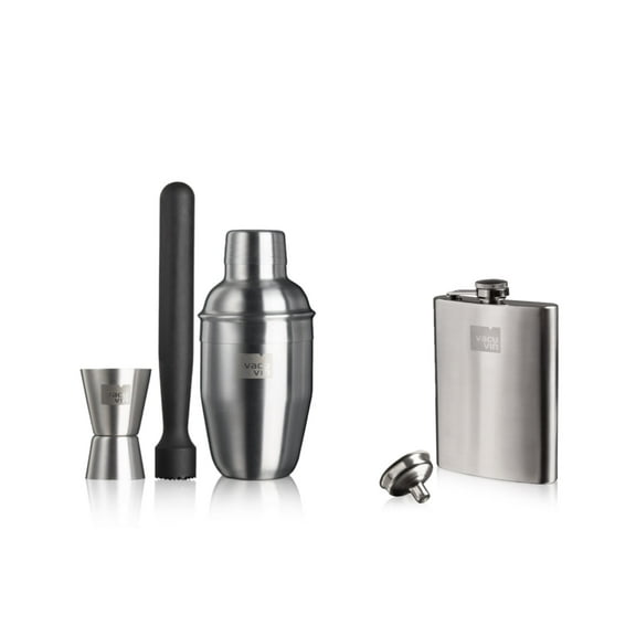 Vacu Vin Cocktail Set and Flask 4-Piece Bundle