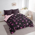 thumbnail image 2 of Feelyou Bowknot Bedding Comforter Set 7 Pieces, Black Pink Queen Bedding Sets, 2 of 7