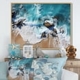 thumbnail image 2 of Designart "Aerial View Skyblue Coastal Waves V" Oversized Coastal Framed Wall Art - Coastal Blue Coastal Beach Bedroom Framed Canvas Wall Art, 2 of 7