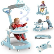 MINGYI 4-in-1 Baby Walker - Multi-functional, Height Adjustable, Foldable Design (Blue)