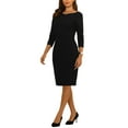 thumbnail image 2 of INSPIRE CHIC Women's 3/4 Sleeve Work Dress Boat Neck Elegant Pencil Sheath Dresses S Black, 2 of 6