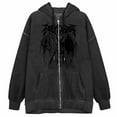 thumbnail image 3 of Douhoow Women Loose Hoodies Long Sleeve Zipper Devil Print Sweatshirt Punk Coat, 3 of 5