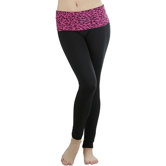 ToBeInStyle Women's Fleece Lined Leggings with High-Waist Leopard Band