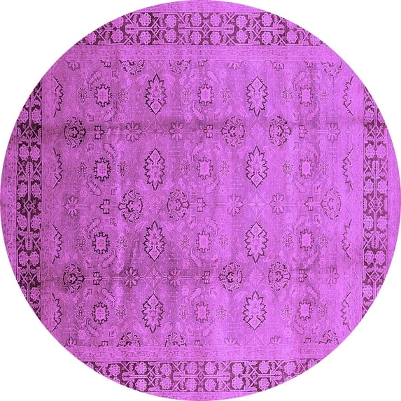 Ahgly Company Indoor Round Oriental Purple Industrial Area Rugs, 6' Round