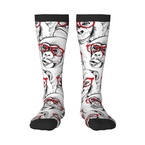 Hirioo Monkey for Adult Stockings Breathable Sock Non-Pilling,Contrasting Color Design