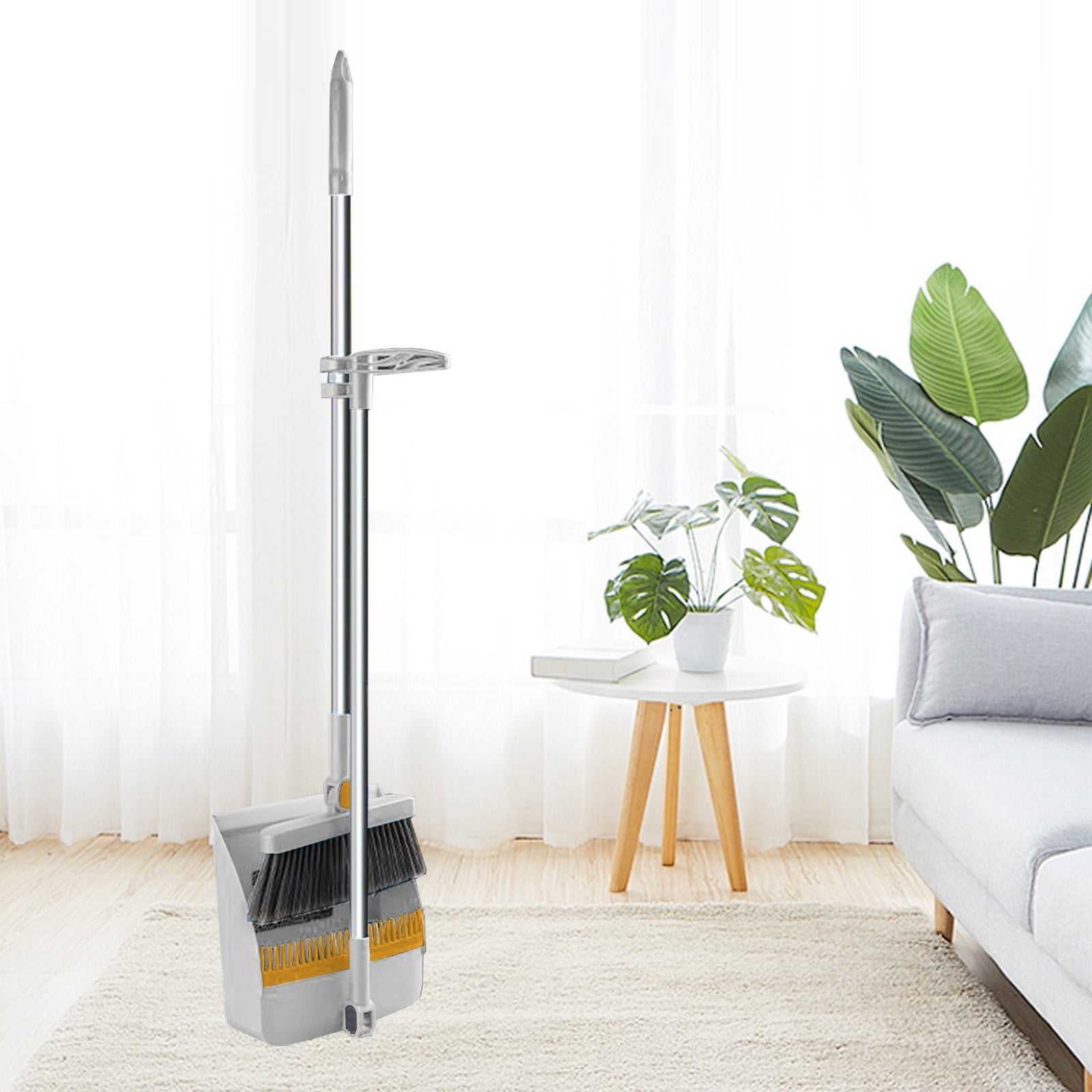 180-Degree Rotatable Broom and Dustpan Set,Foldable Stand-Up Dust Pan with Scraper,Non-Stick Hair Cleaning,Vertical Storage Brooms,SouMaox