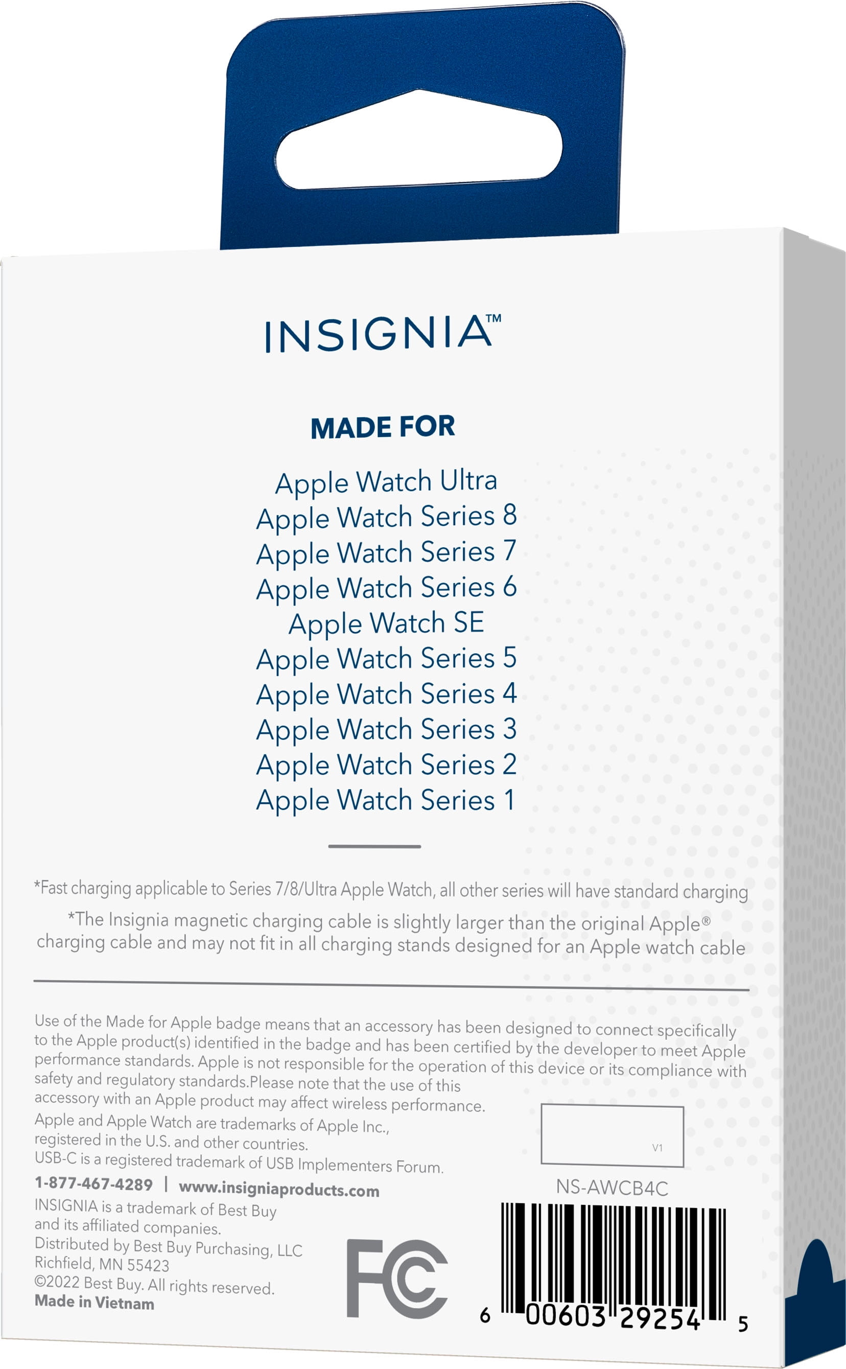 Insignia iWatch Magnetic Fast Charger to USB Type-C 4 ft. Braided Cable - White