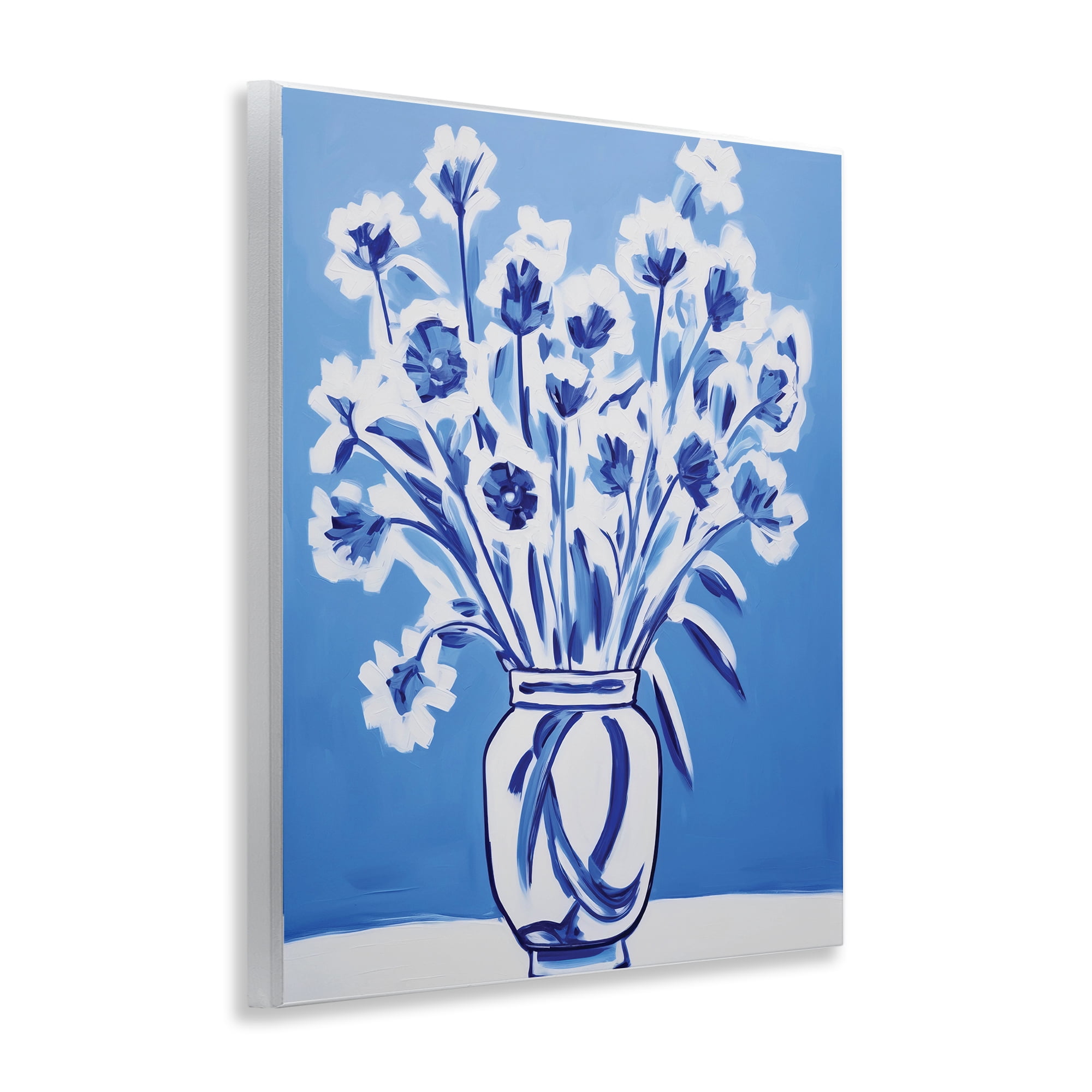 Blue & White Contrast Flowers Wall Plaque Art, design by Lettered and Lined