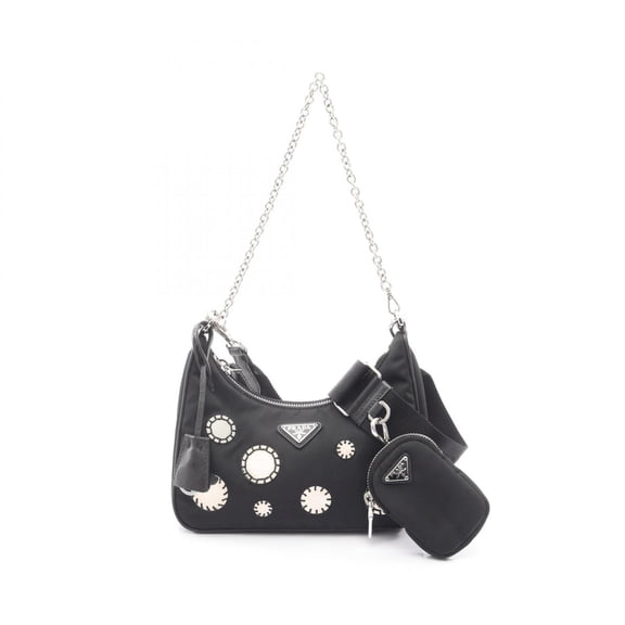 Pre-Owned Prada Re-Edition 2005 Shoulder Bag/Handbag, Nylon & Saffiano Leather, Women's, Black,...