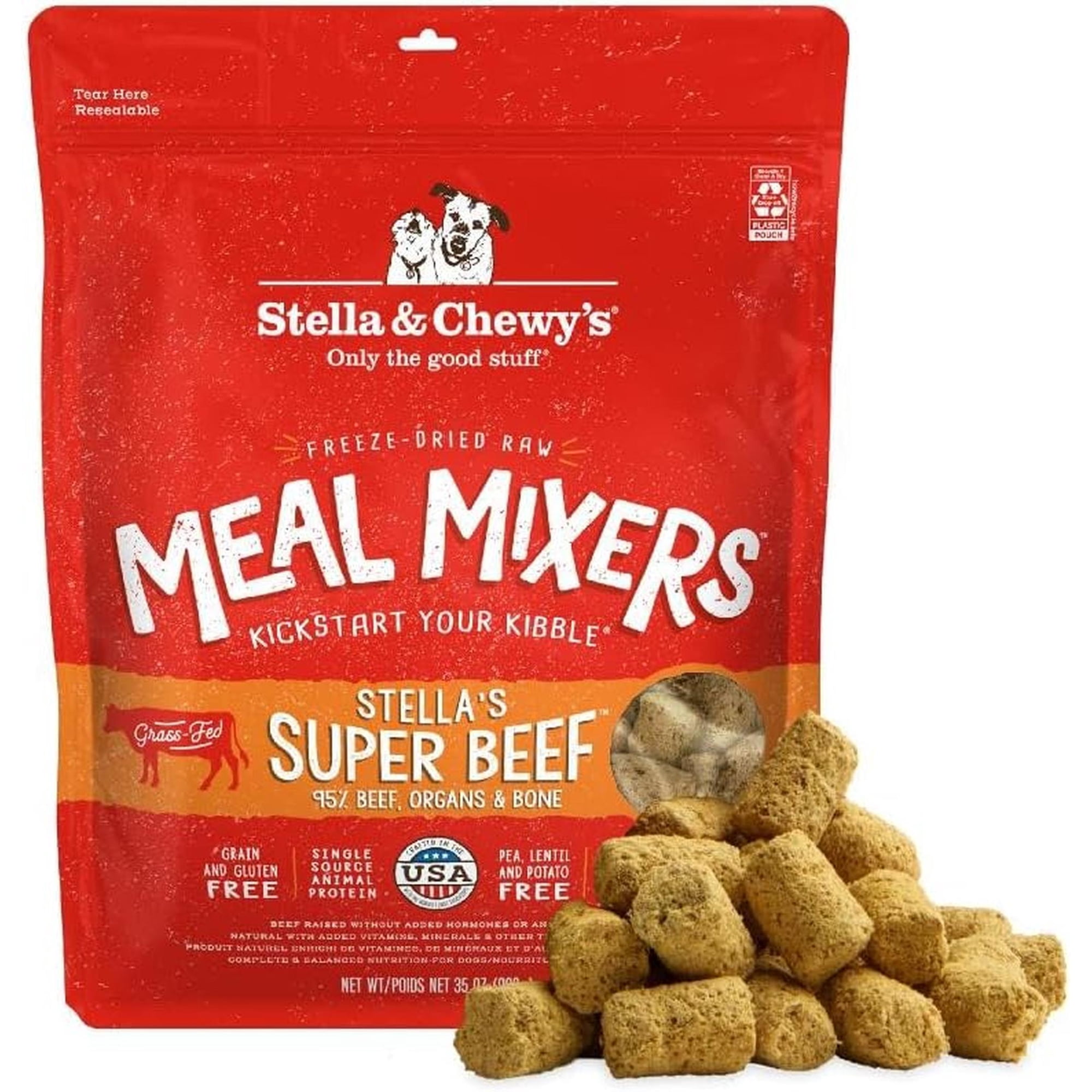 Stella & Chewy's Freeze-Dried Raw Meal Mixers Dog Food Topper - Stella's Super Beef Recipe - 35 Ounce Bag