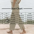 thumbnail image 2 of Linen Pants Womens Straight Leg Drawstring High Elastic Waisted Pants Fall Lightweight Casual Loose Palazzo Pants Plain Cotton Linen Pants Joggers Size S-XXL, 2 of 6