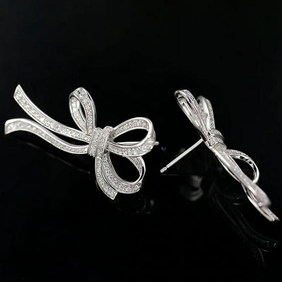 2.5Ct Lab Created Diamond Ribbon Bow Engagement Stud Earrings 14K White Gold