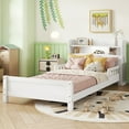 thumbnail image 4 of Twin Pine Wood Bed with Bookcase Headboard ,LED Motion Sensor Light, Guardrails,White, 4 of 24