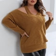 thumbnail image 5 of Babysbule Plus Size Womens Sweaters New Arrivals Women's Fashion V-neck Large Size Long Sleeve Casual Sweater Women's Fashion, 5 of 6