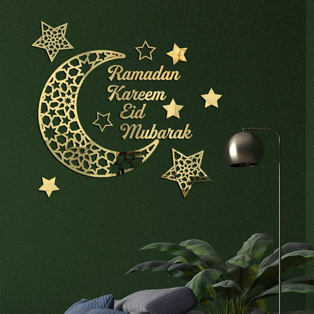 Calcomanías de pared BuyWeek de Ramadán espejo acrílico media luna autoadhesiva