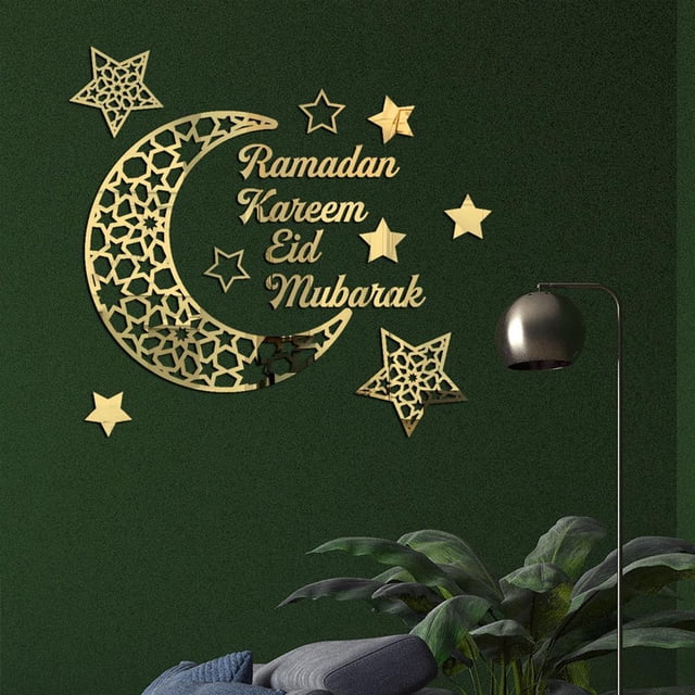 Calcomanías de pared BuyWeek de Ramadán espejo acrílico media luna autoadhesiva