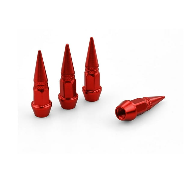 8 tapones de aluminio para válvulas de bicicleta, resistentes, a prueba de polvo y herméticos, para autos, SUV, camiones, motocicletas y bicicletas (rojo y negro).