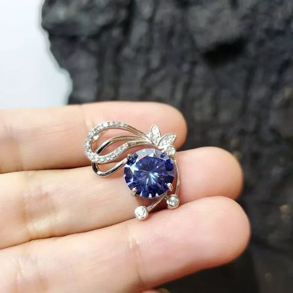 2Ct Round Cut Lab-Created Blue Tanzanite Pretty Solitaire Women's Pendant For Her 14K White Gold Plated 18" Free Chain