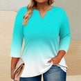 thumbnail image 2 of YUGYXL Plus Size Tshirts for Women 3/4 Sleeve Tshirts Gradient Color Baggy Shirts Casual V Neck Comfy Blouses Tops Dressy Lightweight Tees Mint Green XXL, 2 of 5