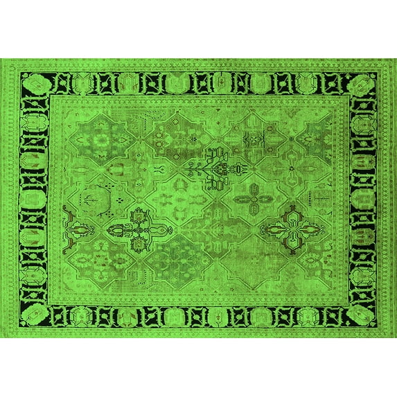 Ahgly Company Indoor Rectangle Oriental Green Traditional Area Rugs, 4' x 6'