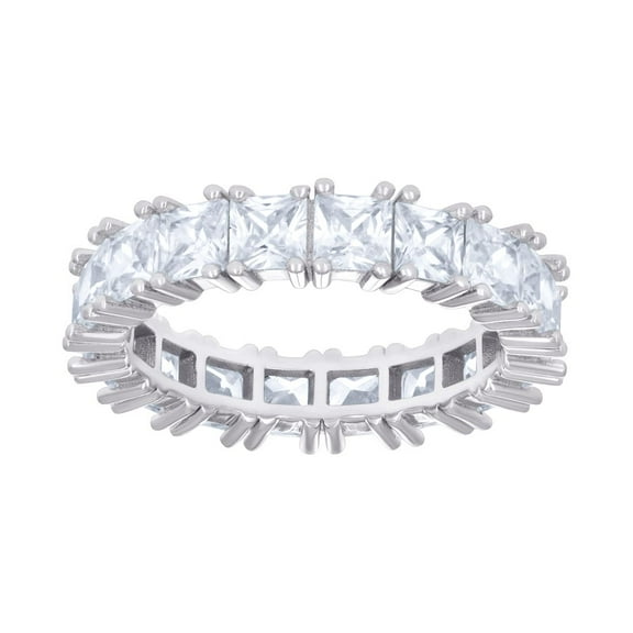 925 Sterling Silver Womens Princess-cut Cubic Zirconia Eternity Ring 4.9x4.9mm Wide Size 8 Eternity Ring for Women