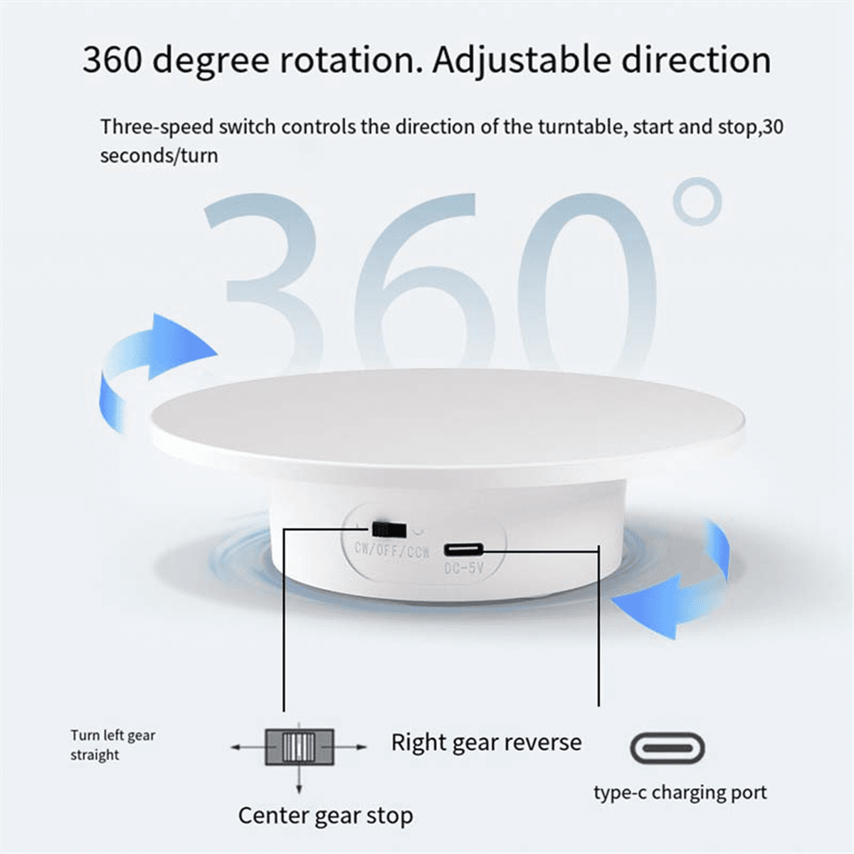 Motorized Rotating Display Stand, 360 Electric Rotary Turntable Base Lazy , Load-Bearing 11Lbs, for Photography