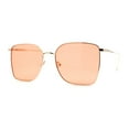 thumbnail image 2 of SA106 Womens 90s Metal Rim Large Rectangle Geeky Sunglasses Gold Rose Red, 2 of 4