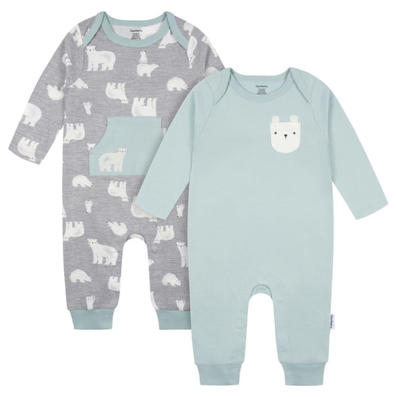 Set 2 Rompers Gerber Unisex Talla Azul Talla 0-3 Meses