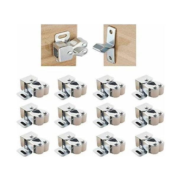 Pestillos de bola doble de latón Pestillos de puerta con tornillos Pernos dobles de rodillo doble Pestillos de muebles de gabinete para armario de cocina y cajón (10 piezas) JAMW Sencillez