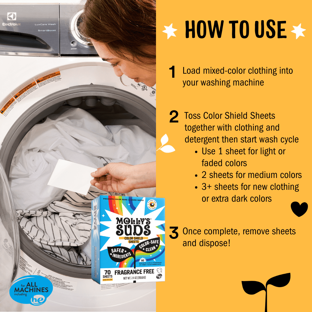 Molly’s Suds Color Shield Sheets for Laundry - Fragrance Free - Prevents Color Runs & Maintains Clothes Original Color - 70 Sheets