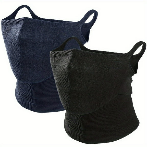 2pcs Windproof Half-Face Masks for Men & Women - Breathable Knit Fabric with Ear Hook & Full Face Coverage, Windproof & Cold-Resistant, Fit for Cycling, Running, Skiing, Snowboarding