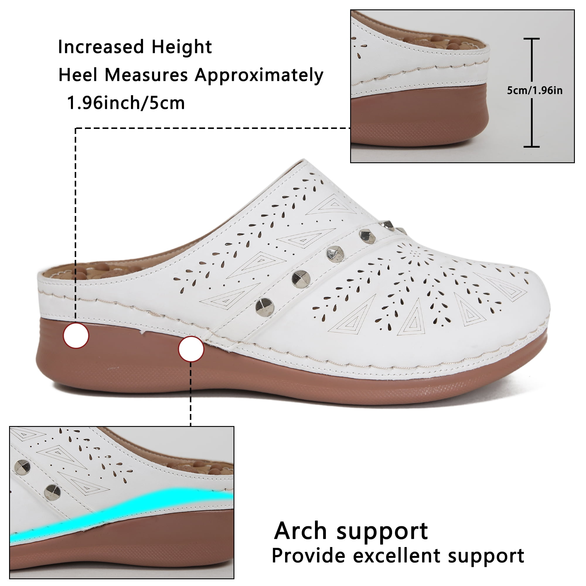 Ecetana Mules for Women Comfortable Closed Toe Women Wedge Sandals Slip On Shoes