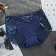 thumbnail image 2 of WULMLEO Women’s Mid-Rise Plus Size Lace Panties Seamless Comfortable Underpants Royal Blue L, 2 of 3