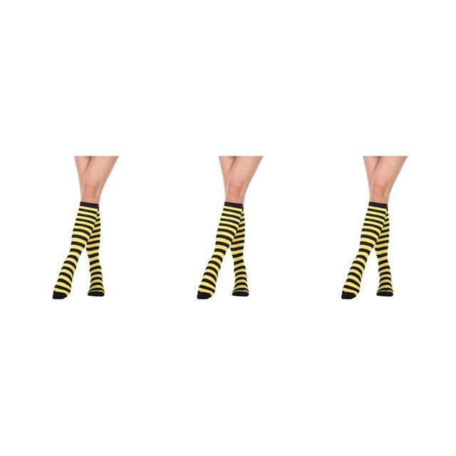 sweethay Calcetines altos a rayas sobre la rodilla Estilo simple Cosplay largo Día de San Valentín para diario Fiesta de Halloween Raya negra Type2 NO2