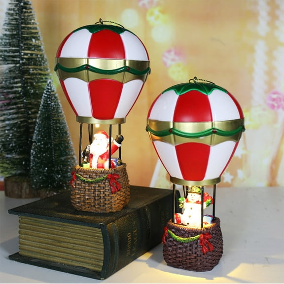 Christmas Decorations under $5! kkbbma LED Christmas Decorations Hot Air Balloon Fireplace Miniature Resin Ornaments Light Up Christmas Santa Claus Collectible Figurines Housewarming Gift