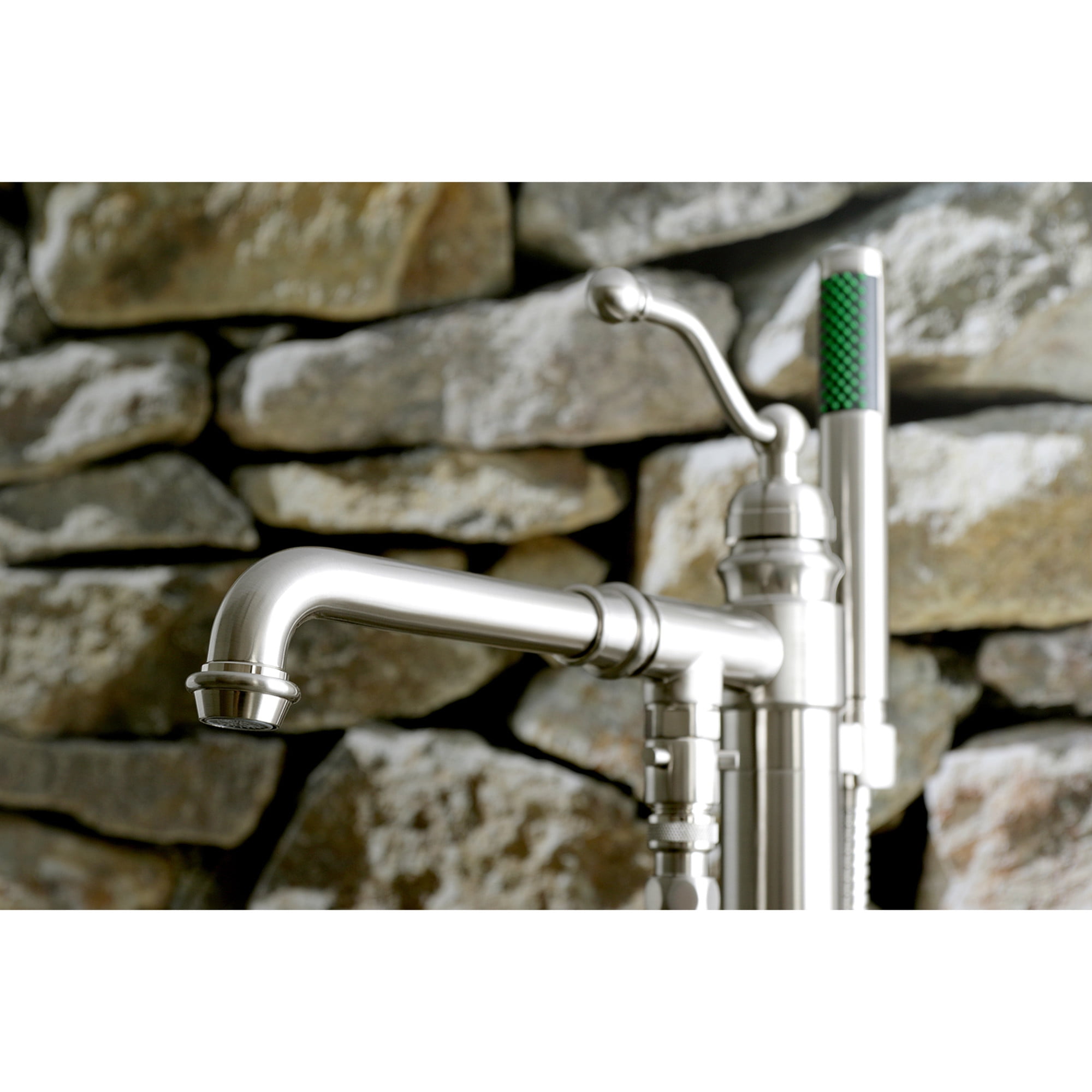 Kingston Brass KS7038ABL English Country Freestanding Tub Faucet with Hand Shower, Brushed Nickel