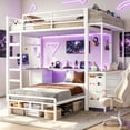 thumbnail image 4 of Twin Over Twin Bunk Bed with Dual Desk, L-Shaped Gaming Loft Bunk Bedwith 6 Storage Drawers for 2 People White & Gray, 4 of 16