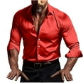 thumbnail image 4 of purcolt Mens Silk Satin Dress Shirts Long Sleeve Button Down Shirt Party Prom Wedding Shirt, 4 of 9