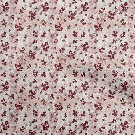 oneOone Polyester Spandex Maroon Fabric Floral & Greenery Diy Clothing Quilting Fabric Print Fabric By Yard 56 Inch Wide-KC