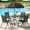 Black, variant on Arlopu 6pcs Outdoor Patio Dining Set, Patio Table & 4 Folding Textilene Chairs & 65″ Umbrella for Poolside Backyard Garden, Brown