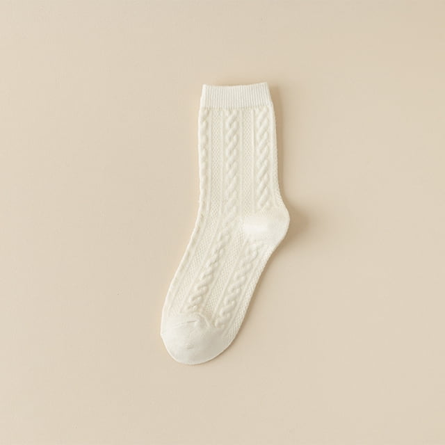 Women's Color Matching Multi Color Breathable Plush And Thick Insulation Socks Sports Socks Sock White
