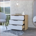 thumbnail image 5 of Dressers, Kaia Modern 3-Drawer Dresser with Spacious Top - White/Pine | Particle Board | Multicolor, 5 of 7