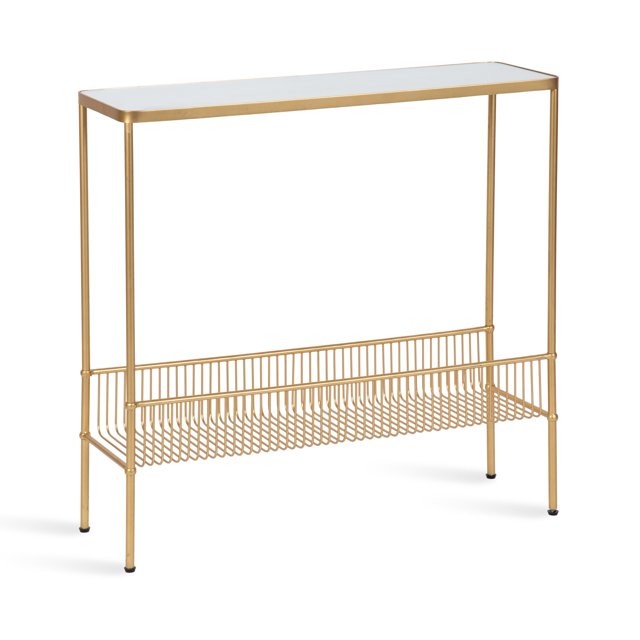 Kate and Laurel Trubey Table de Console Élégante Étroite, 30 x 30 x 10, Moderne Glam Slim Entrée Table avec Rack de Stockage de Fil de Fond et Table en Miroir