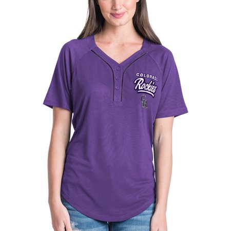 - Women's New Era Purple Colorado Rockies Henley Mesh Jersey T-Shirt
