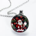 thumbnail image 2 of Santa Claus Elegant Glass Circular Pendant Necklace - Handcrafted Jewelry for Women, 2 of 5