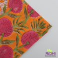 thumbnail image 3 of Tangerine Orange, Bubblegum Pink Indian Floral Hand Block Printed Pure Cotton Cloth Napkins, 9x9"- Cocktail Napkins, 20x20"- Dinner Napkins, 3 of 4