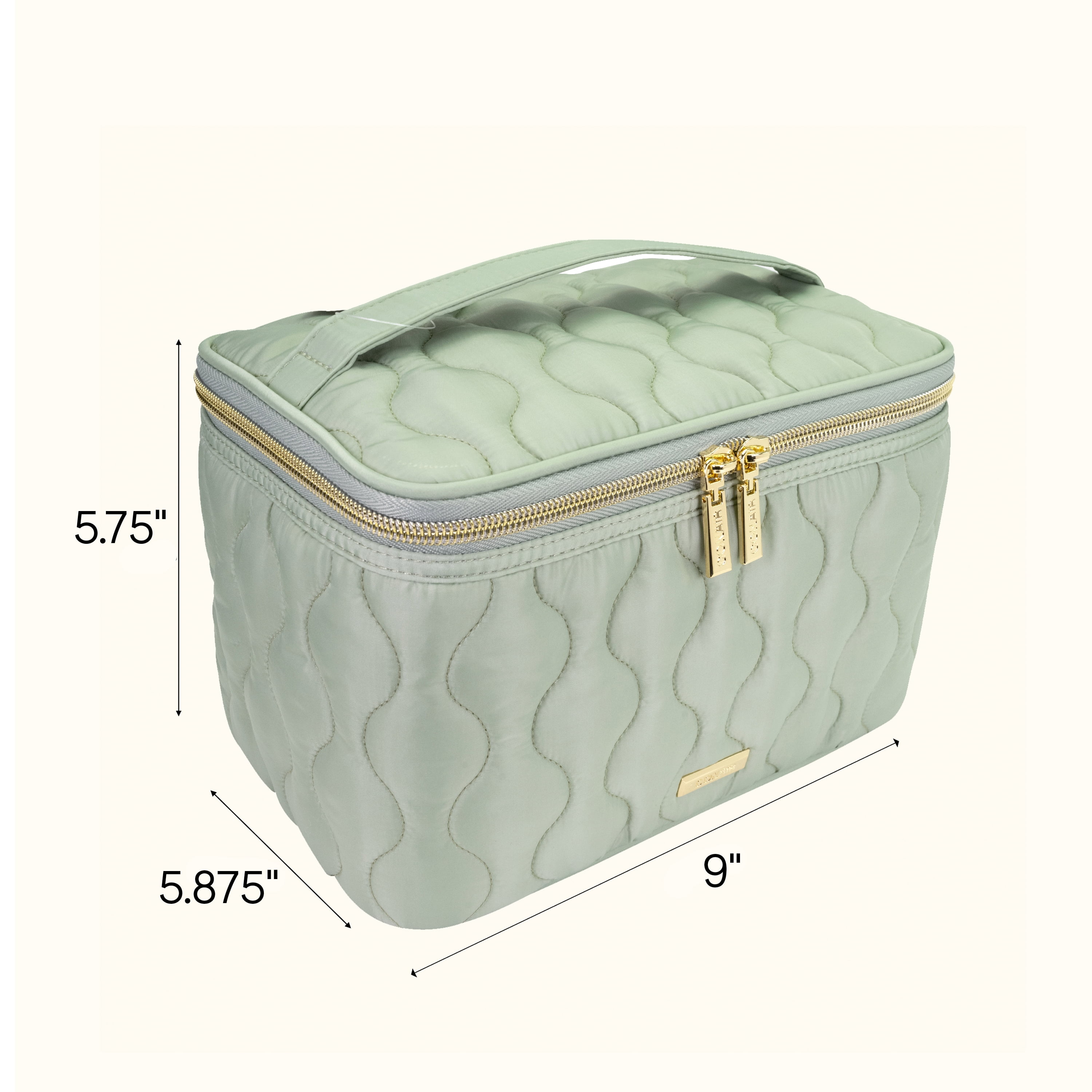 Conair Sage Green Train Case Set, 2-Piece Travel Organizer with Clear Pouch