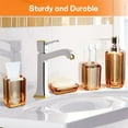 thumbnail image 6 of HXRH Clear Acrylic Bathroom Accessories Set,4 Pieces Lotion Bottle Toothbrush Holder Soap Dish,Soap Dispenser Mouthwash Cup Set,Senior Bathroom Home Decor (Amber), 6 of 7